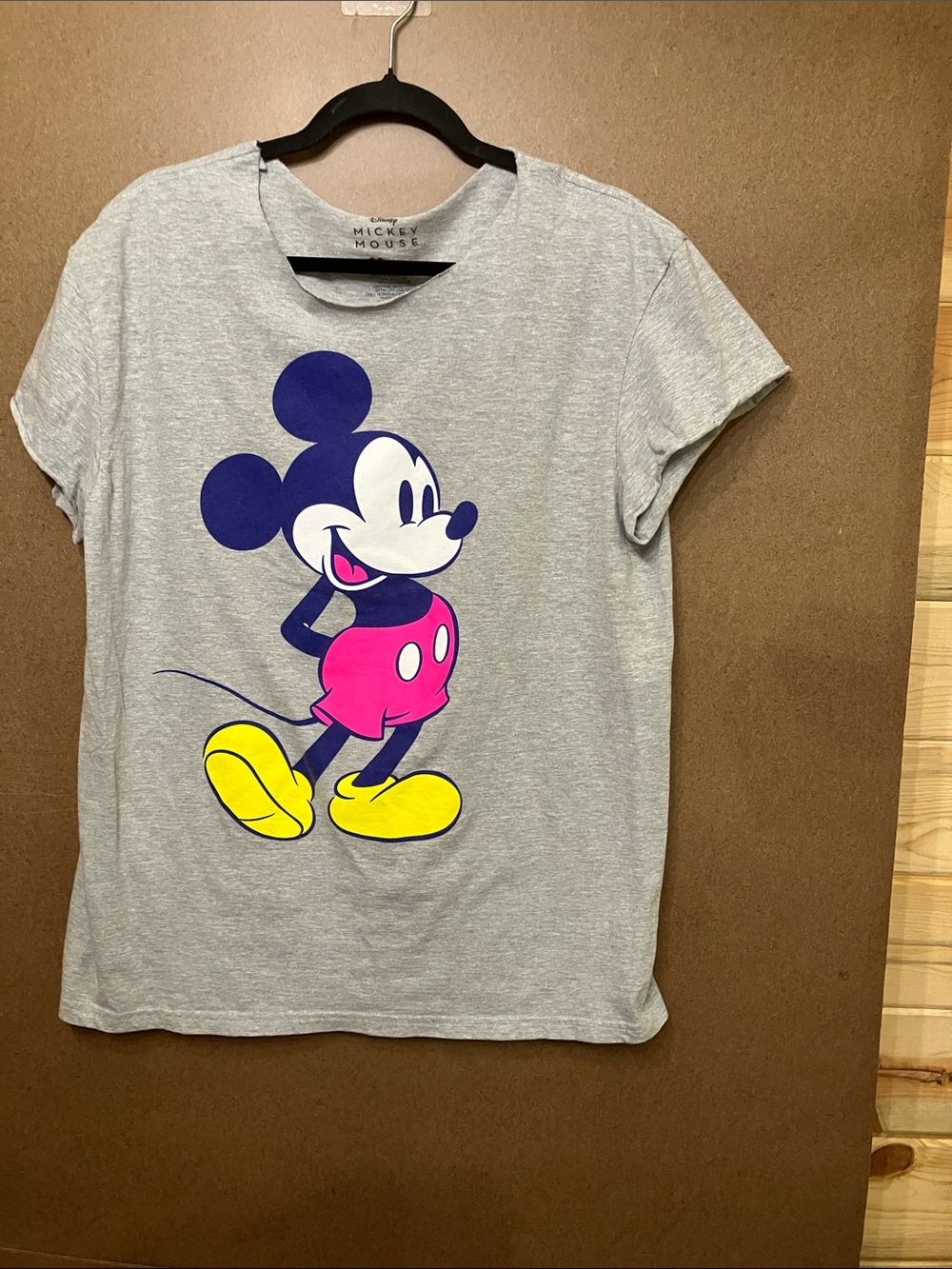 Disney Gray Tee with Blue Mickey, Pink Shorts & Yellow Shoes